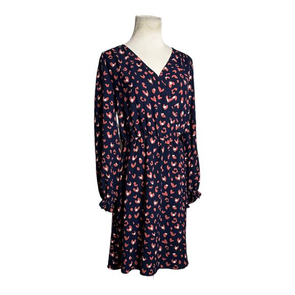 Glam navy blue animal print long sleeves dress size M - Picture 12 of 12